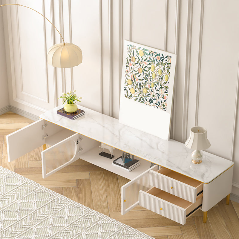 Modern TV Console Stone Media Console TV Stand with 2 Drawers 79"L x 16"W x 18"H Clearhalo 'furn' 'furn_tv_stands_entertainment_centers' 'Furniture' 'Living Room Furniture' 'TV Stands & Entertainment Centers' 'TV Stands & Media Storage Furniture' 'tv_stands_entertainment_centers' 7230903