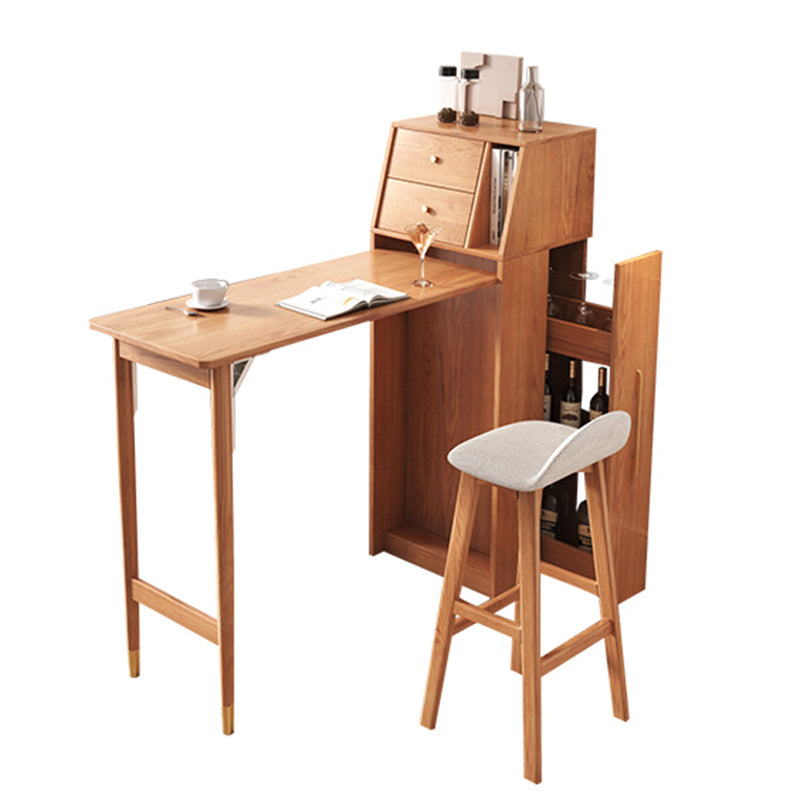 1/2/3 Pieces Table and Stool Set Wood Rectangular Pub Dining Set Table & Chair(s) White-Brown 2 Piece Set Clearhalo 'Bar Furniture' 'furn' 'furn_home_bar_bar_sets' 'Furniture' 'Home Bars & Bar Sets' 'home_bar_bar_sets' 'Kitchen & Dining Furniture' 7231178