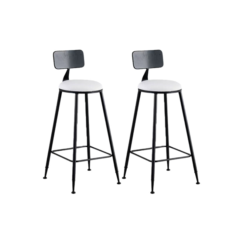 Glam Low Back Dining Stools Round Upholstered Bar Stools with Footrest