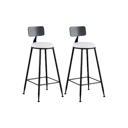 Glam Low Back Dining Stools Round Upholstered Bar Stools with Footrest
