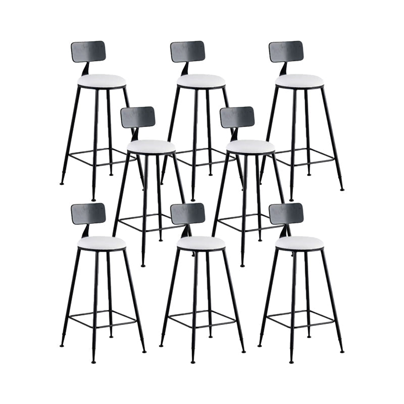 Glam Low Back Dining Stools Round Upholstered Bar Stools with Footrest