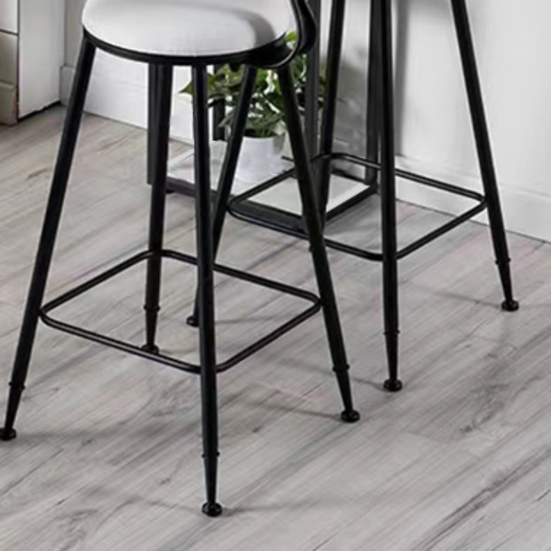 Glam Low Back Dining Stools Round Upholstered Bar Stools with Footrest