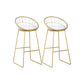 Glam Low Back Dining Stools Round Upholstered Bar Stools with Footrest