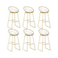 Glam Low Back Dining Stools Round Upholstered Bar Stools with Footrest