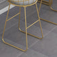 Glam Low Back Dining Stools Round Upholstered Bar Stools with Footrest