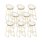 Glam Low Back Dining Stools Round Upholstered Bar Stools with Footrest