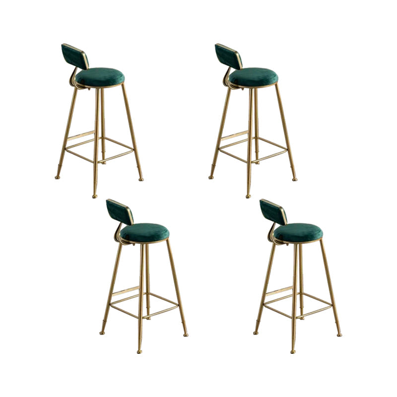 Glam Low Back Dining Stools Round Upholstered Bar Stools with Footrest