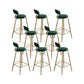 Glam Low Back Dining Stools Round Upholstered Bar Stools with Footrest