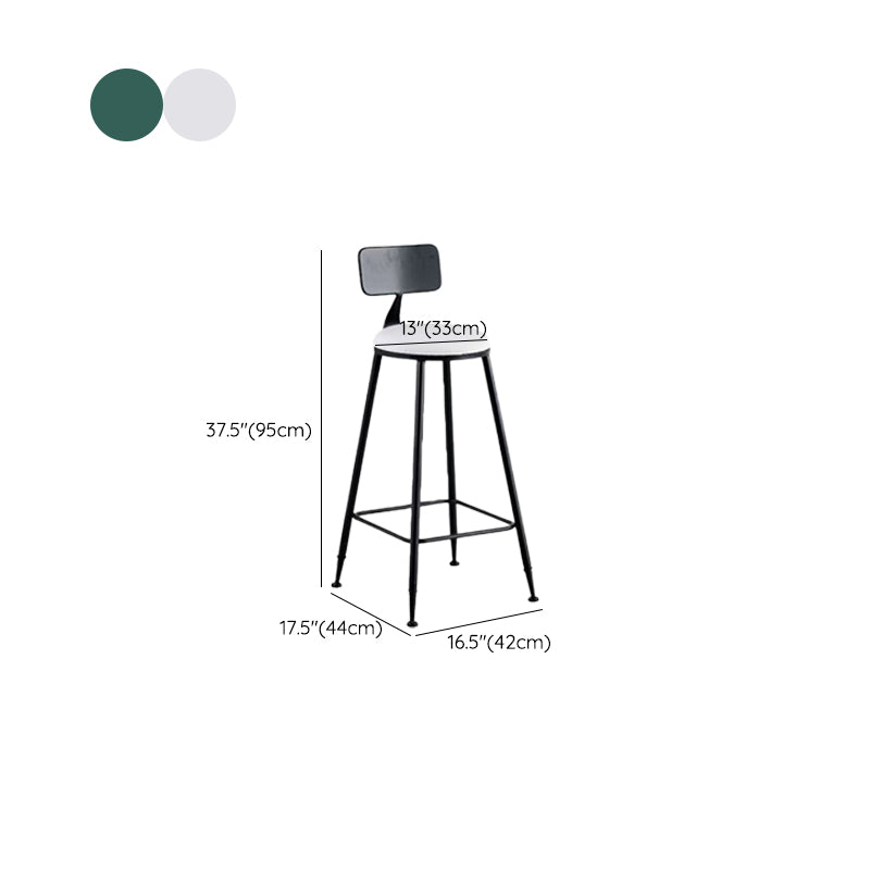 Glam Low Back Dining Stools Round Upholstered Bar Stools with Footrest