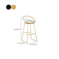 Glam Low Back Dining Stools Round Upholstered Bar Stools with Footrest