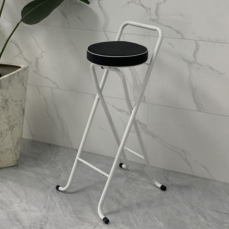 Contemporary Indoor Bar Stools Folding Counter Stool with Metal Legs White-Black 1 Piece Clearhalo 'Bar Furniture' 'Bar Stools' 'bar_stools' 'furn' 'furn_bar_stools' 'Furniture' 'Kitchen & Dining Furniture' 7231299