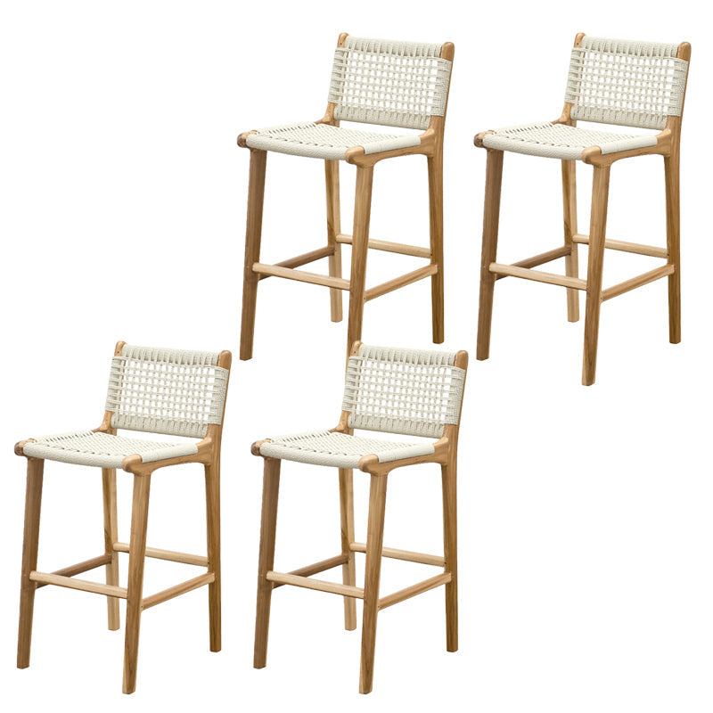 Tabourets de bar à dossier bas Tabourets de salle à manger blancs avec base en bois massif