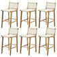 Tabourets de bar à dossier bas Tabourets de salle à manger blancs avec base en bois massif
