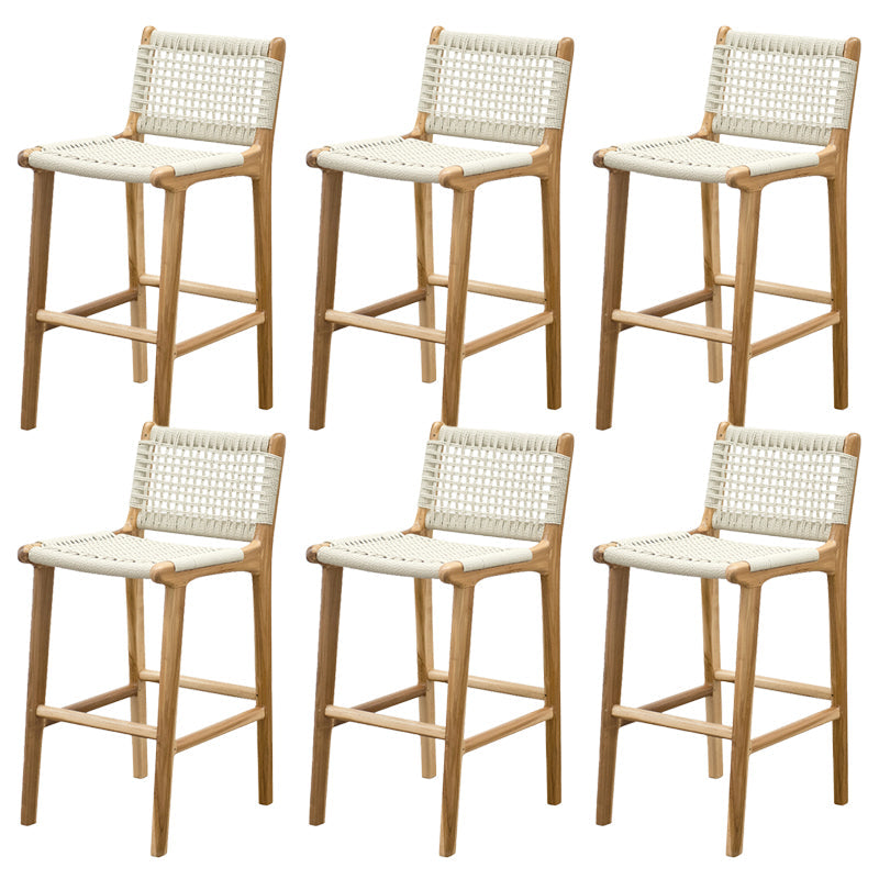Tabourets de bar à dossier bas Tabourets de salle à manger blancs avec base en bois massif
