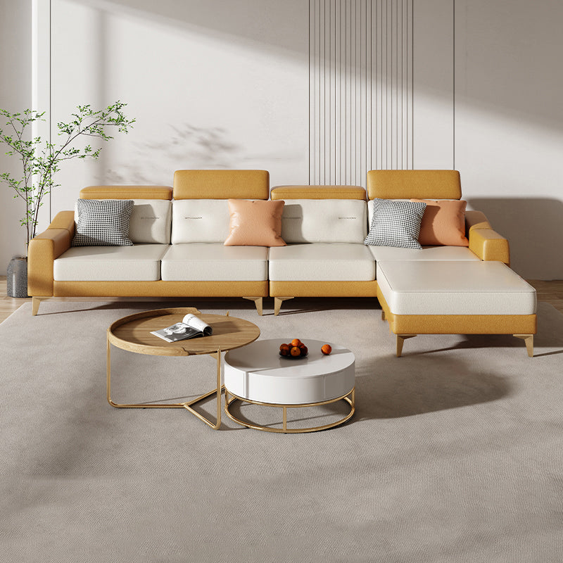 L-Shaped Reversible Sectional Sofas Water Resistant Sectionals 4-Seater Sofa with Ottoman Tech Cloth Clearhalo 'furn' 'furn_sectionals' 'Furniture' 'Living Room Furniture' 'Sectionals' 7231622