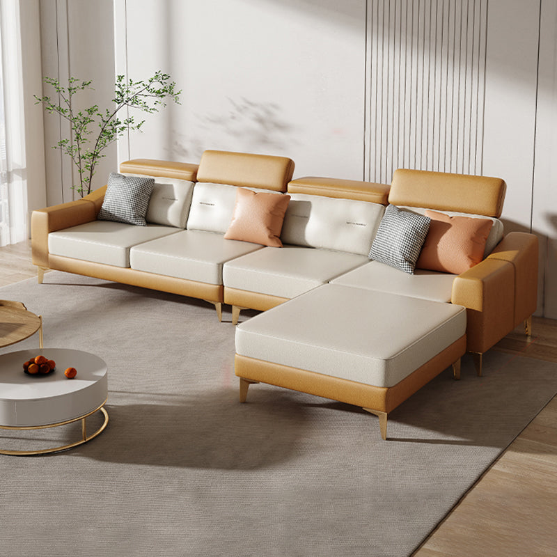 L-Shaped Reversible Sectional Sofas Water Resistant Sectionals 5-Seater Sofa with Ottoman Tech Cloth Clearhalo 'furn' 'furn_sectionals' 'Furniture' 'Living Room Furniture' 'Sectionals' 7231626