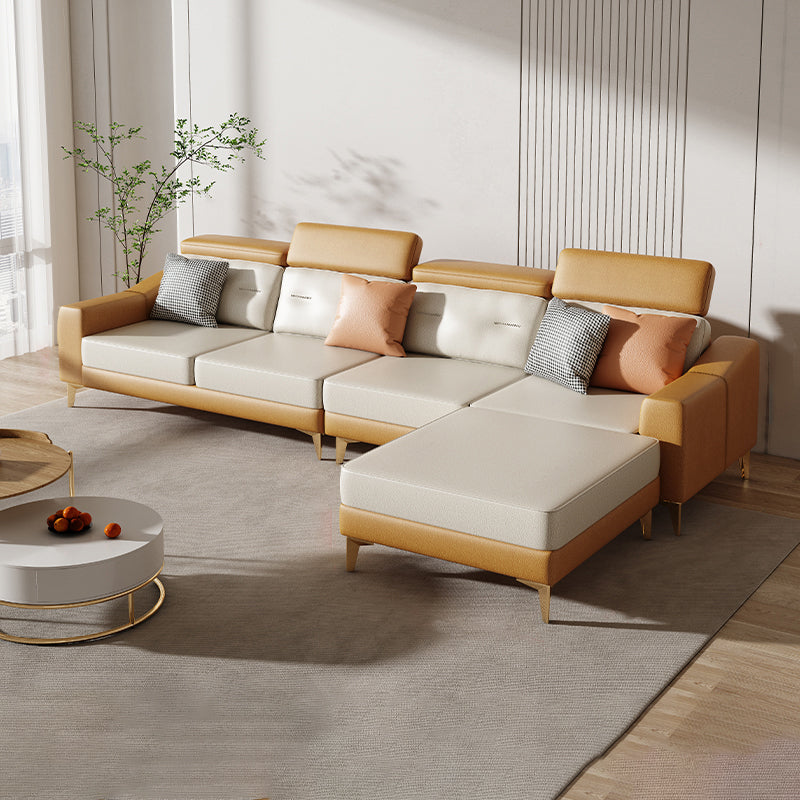 L-Shaped Reversible Sectional Sofas Water Resistant Sectionals Standard 4-Seater Sofa with Ottoman Tech Cloth Clearhalo 'furn' 'furn_sectionals' 'Furniture' 'Living Room Furniture' 'Sectionals' 7231630