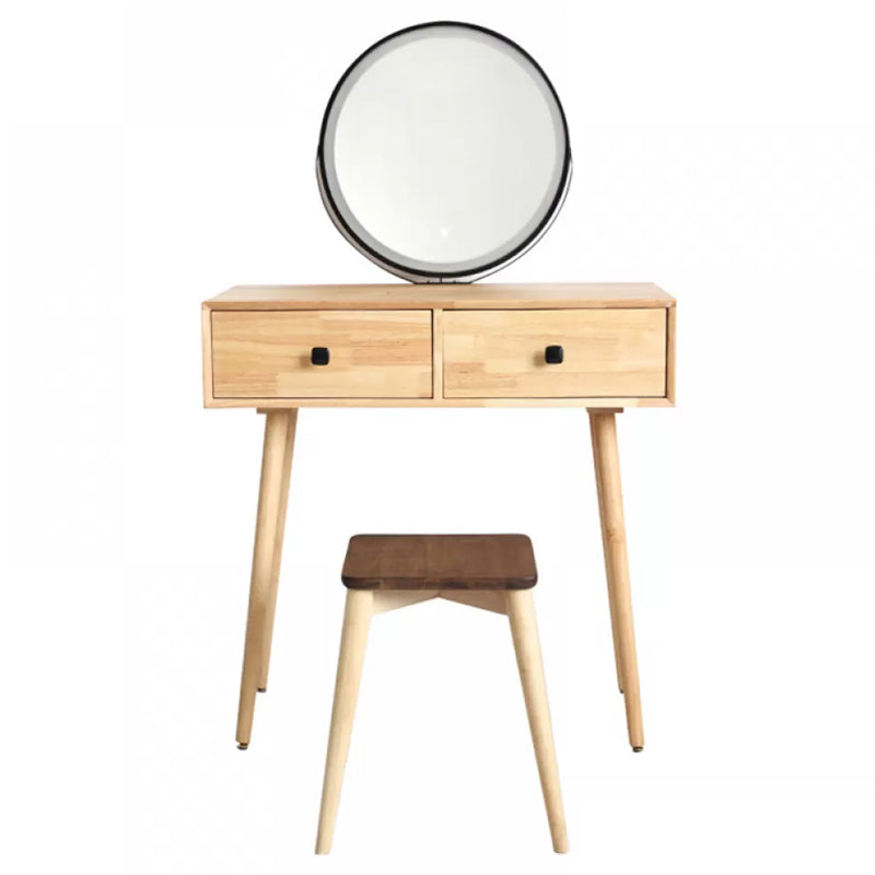 Desca vanità vanità per trucco in legno massiccio contemporaneo con specchio