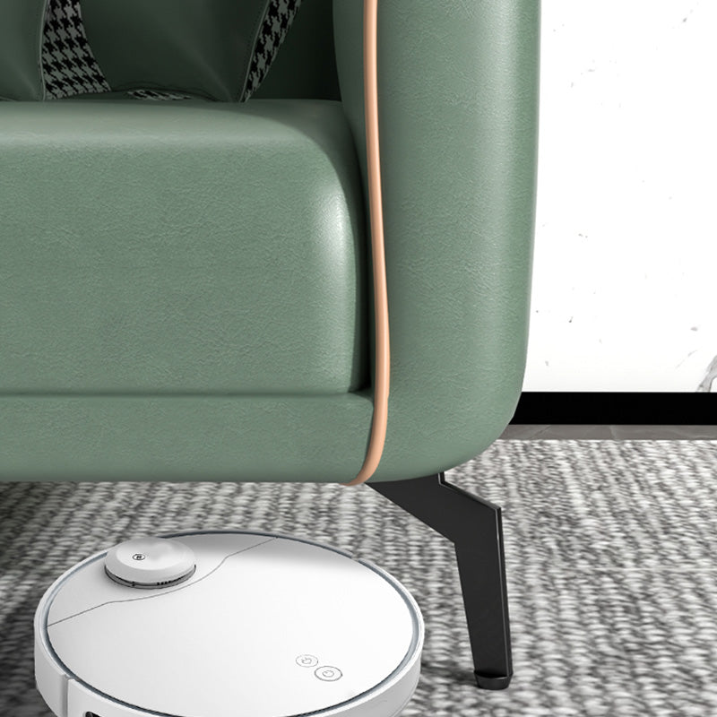 25" Wide Contemporary Sofa 3 Seater Leather Seating with 3 Pillows