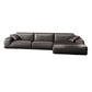 30"H Contemporary Seating Square Arm Pillows Gray Leather Sofa