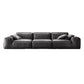 30"H Contemporary Seating Square Arm Pillows Gray Leather Sofa
