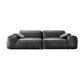 30"H Contemporary Seating Square Arm Pillows Gray Leather Sofa