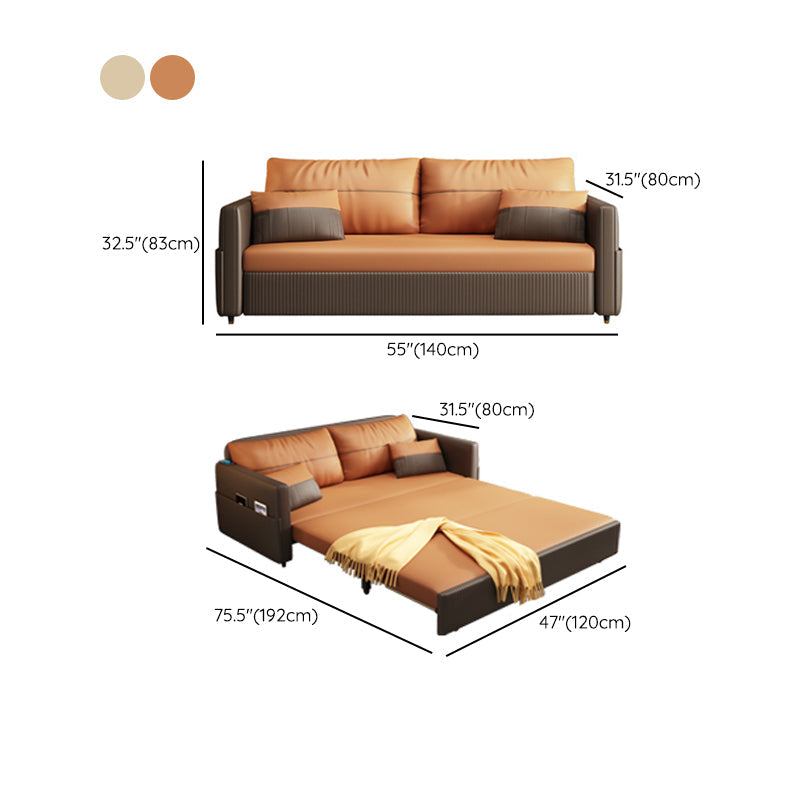 Contemporary Futon Sofa Bed with Storage Pillow Back Square Arms Sleeper Sofa Clearhalo 'furn' 'furn_futons' 'Furniture' 'Futons & Daybeds' 'Futons' 'Living Room Furniture' 7231844