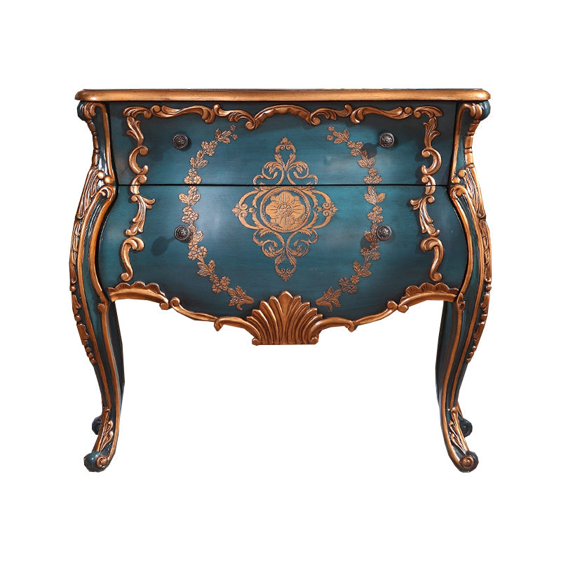 Traditional Storage Chest Solid Wood Dresser with 2/3 Drawers Blue Gold Clearhalo 'Bedroom Furniture' 'Dressers & Chests' 'dressers_chests' 'furn' 'furn_dressers_chests' 'Furniture' 7232624