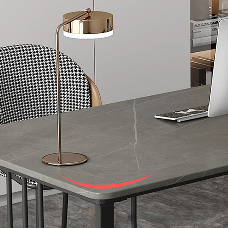 Rectangular Shaped Office Desk 2 Legs Writing Desk in Grey/White for Office Clearhalo 'furn' 'furn_office_desk' 'Furniture' 'Office Desks' 'Office Furniture' 'office_desk' 7232699