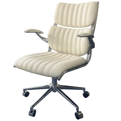 Modern Padded Arms Office Chair Leather No Distressing Ergonomic Desk Chair with Wheels