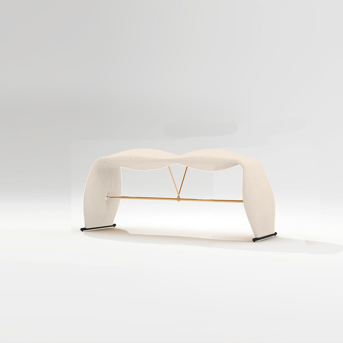 Glam Bedroom Bench Cushioned Backless Seating Bench with Metal Base
