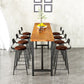 Metal Frame Industrial Bistro Table Brown Pine Wood Top Bar Table Clearhalo 'Bar Furniture' 'Bar Tables' 'bar_tables' 'furn' 'furn_bar_tables' 'Furniture' 'Kitchen & Dining Furniture' 7233275