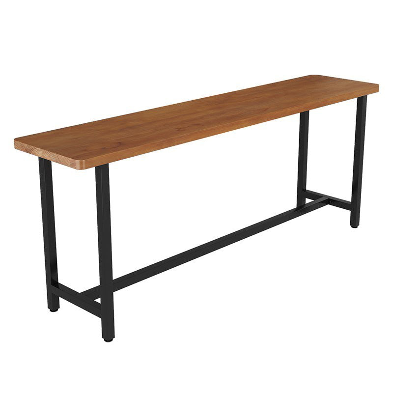 Metal Frame Industrial Bistro Table Brown Pine Wood Top Bar Table Without Chairs Clearhalo 'Bar Furniture' 'Bar Tables' 'bar_tables' 'furn' 'furn_bar_tables' 'Furniture' 'Kitchen & Dining Furniture' 7233277