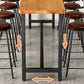 Metal Frame Industrial Bistro Table Brown Pine Wood Top Bar Table Clearhalo 'Bar Furniture' 'Bar Tables' 'bar_tables' 'furn' 'furn_bar_tables' 'Furniture' 'Kitchen & Dining Furniture' 7233280
