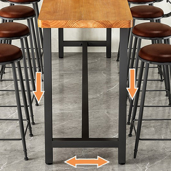 Metal Frame Industrial Bistro Table Brown Pine Wood Top Bar Table Clearhalo 'Bar Furniture' 'Bar Tables' 'bar_tables' 'furn' 'furn_bar_tables' 'Furniture' 'Kitchen & Dining Furniture' 7233280