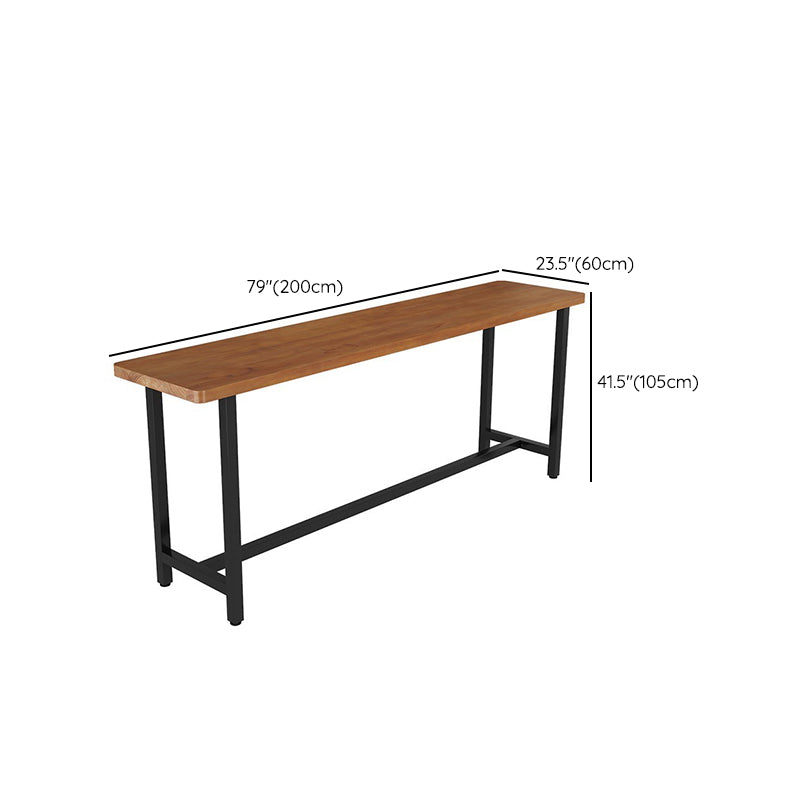Metal Frame Industrial Bistro Table Brown Pine Wood Top Bar Table Clearhalo 'Bar Furniture' 'Bar Tables' 'bar_tables' 'furn' 'furn_bar_tables' 'Furniture' 'Kitchen & Dining Furniture' 7233296