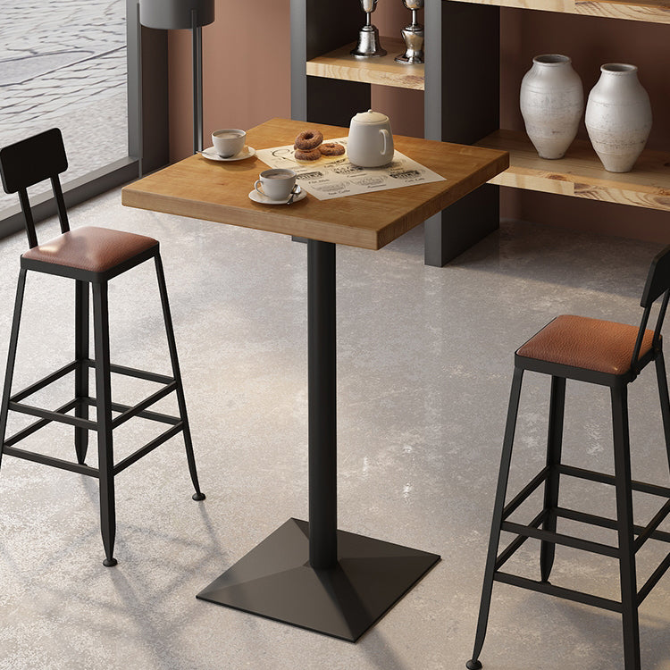 Indoor Industrial Bar Dining Table Square Metal and Wood Bar Table Clearhalo 'Bar Furniture' 'Bar Tables' 'bar_tables' 'furn' 'furn_bar_tables' 'Furniture' 'Kitchen & Dining Furniture' 7233317
