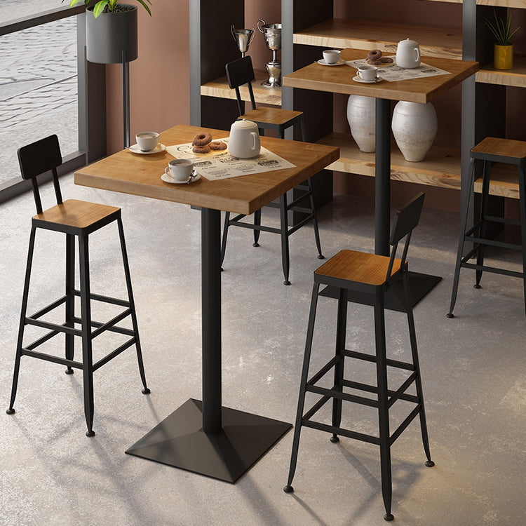 Indoor Industrial Bar Dining Table Square Metal and Wood Bar Table Clearhalo 'Bar Furniture' 'Bar Tables' 'bar_tables' 'furn' 'furn_bar_tables' 'Furniture' 'Kitchen & Dining Furniture' 7233320
