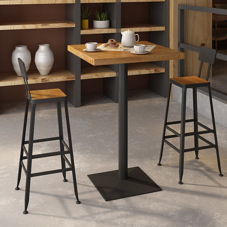 Indoor Industrial Bar Dining Table Square Metal and Wood Bar Table Clearhalo 'Bar Furniture' 'Bar Tables' 'bar_tables' 'furn' 'furn_bar_tables' 'Furniture' 'Kitchen & Dining Furniture' 7233321