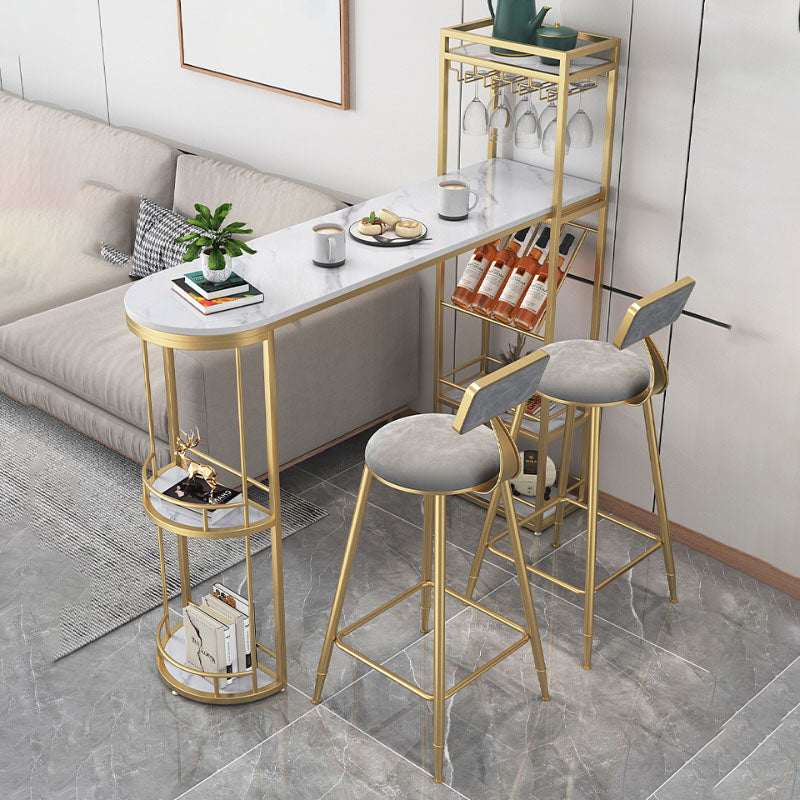 White Stone Bar Table with Storage Modern Specialty Pub Table for Dining Room Clearhalo 'Bar Furniture' 'Bar Tables' 'bar_tables' 'furn' 'furn_bar_tables' 'Furniture' 'Kitchen & Dining Furniture' 7233331