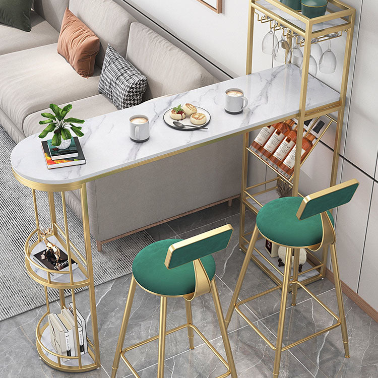 White Stone Bar Table with Storage Modern Specialty Pub Table for Dining Room Clearhalo 'Bar Furniture' 'Bar Tables' 'bar_tables' 'furn' 'furn_bar_tables' 'Furniture' 'Kitchen & Dining Furniture' 7233336