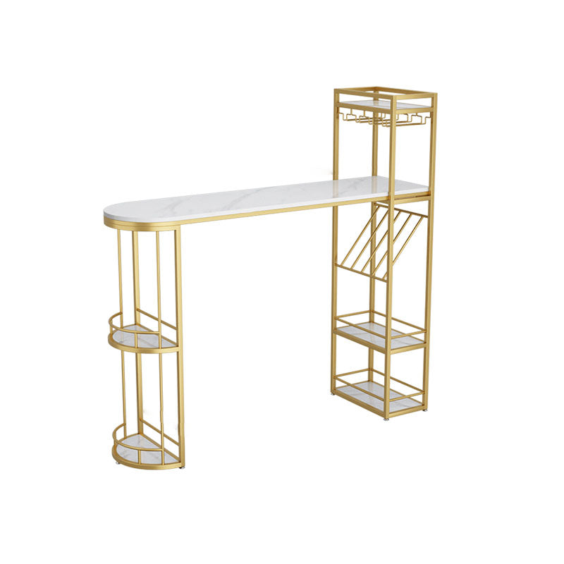 White Stone Bar Table with Storage Modern Specialty Pub Table for Dining Room Clearhalo 'Bar Furniture' 'Bar Tables' 'bar_tables' 'furn' 'furn_bar_tables' 'Furniture' 'Kitchen & Dining Furniture' 7233337