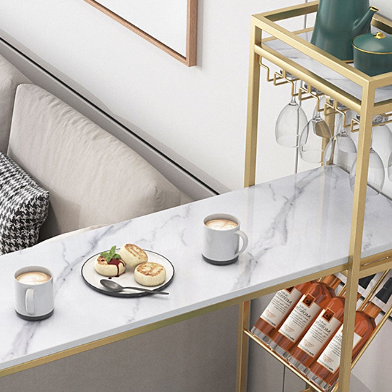 White Stone Bar Table with Storage Modern Specialty Pub Table for Dining Room Clearhalo 'Bar Furniture' 'Bar Tables' 'bar_tables' 'furn' 'furn_bar_tables' 'Furniture' 'Kitchen & Dining Furniture' 7233340