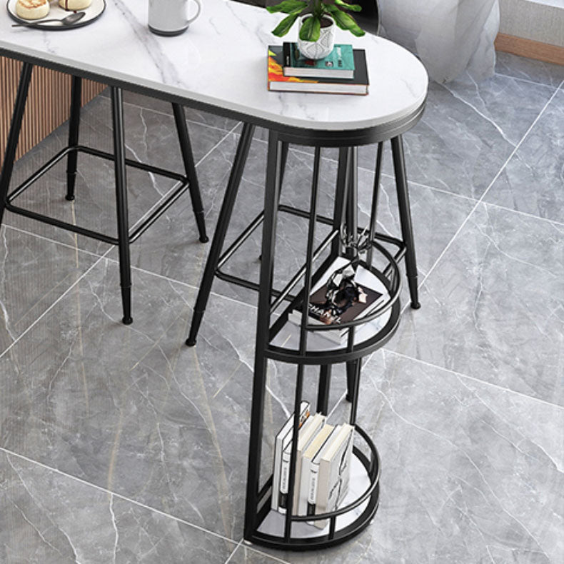 White Stone Bar Table with Storage Modern Specialty Pub Table for Dining Room Clearhalo 'Bar Furniture' 'Bar Tables' 'bar_tables' 'furn' 'furn_bar_tables' 'Furniture' 'Kitchen & Dining Furniture' 7233341