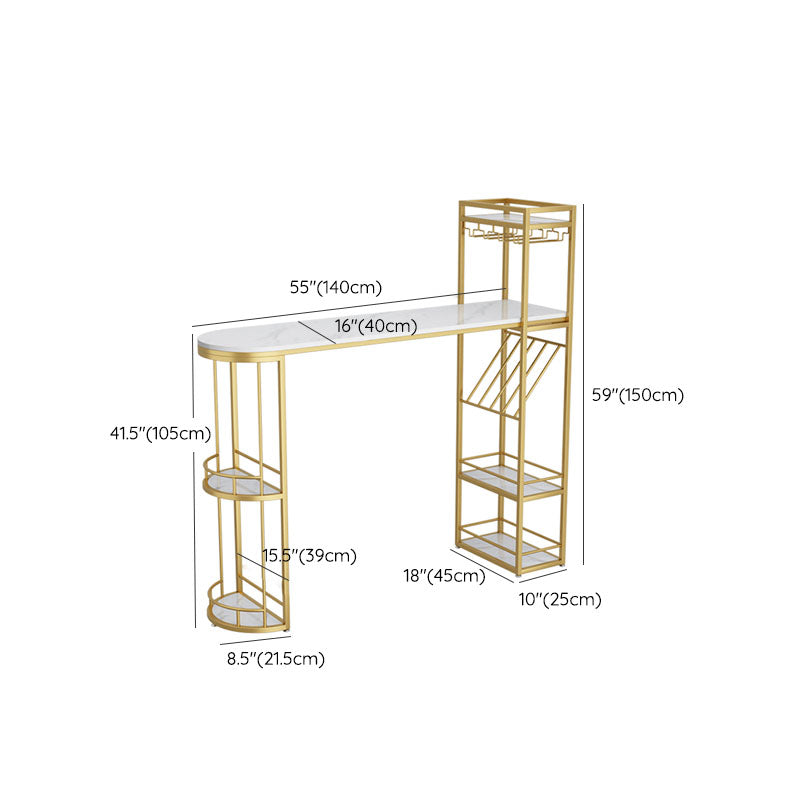 White Stone Bar Table with Storage Modern Specialty Pub Table for Dining Room Clearhalo 'Bar Furniture' 'Bar Tables' 'bar_tables' 'furn' 'furn_bar_tables' 'Furniture' 'Kitchen & Dining Furniture' 7233352