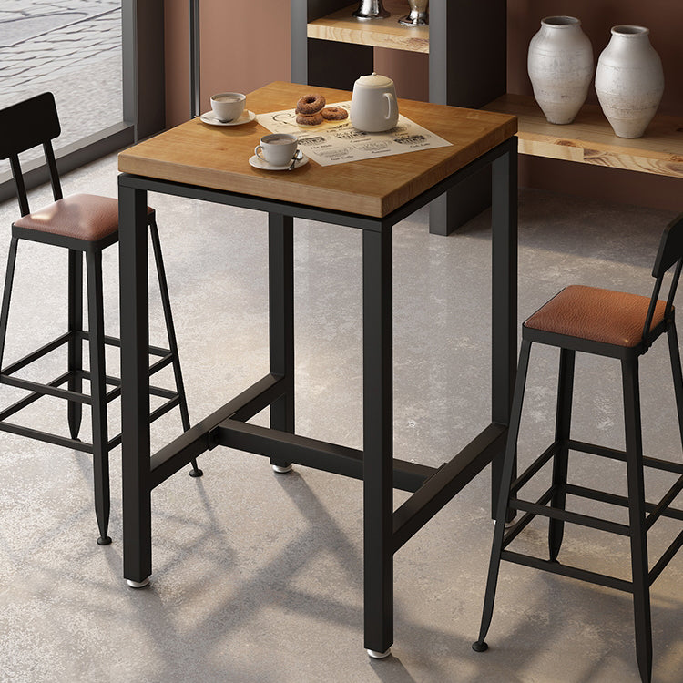 Industrial Indoor Bar Dining Table Square Metal and Wood Bar Table Clearhalo 'Bar Furniture' 'Bar Tables' 'bar_tables' 'furn' 'furn_bar_tables' 'Furniture' 'Kitchen & Dining Furniture' 7233355