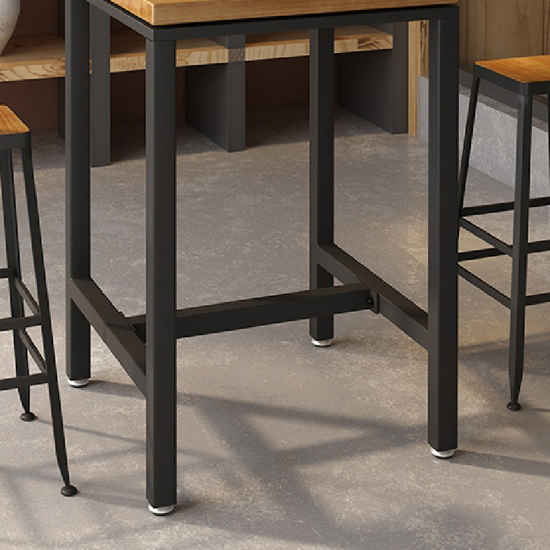 Industrial Indoor Bar Dining Table Square Metal and Wood Bar Table Clearhalo 'Bar Furniture' 'Bar Tables' 'bar_tables' 'furn' 'furn_bar_tables' 'Furniture' 'Kitchen & Dining Furniture' 7233364