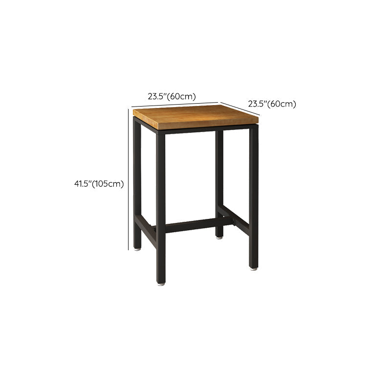 Industrial Indoor Bar Dining Table Square Metal and Wood Bar Table Clearhalo 'Bar Furniture' 'Bar Tables' 'bar_tables' 'furn' 'furn_bar_tables' 'Furniture' 'Kitchen & Dining Furniture' 7233366