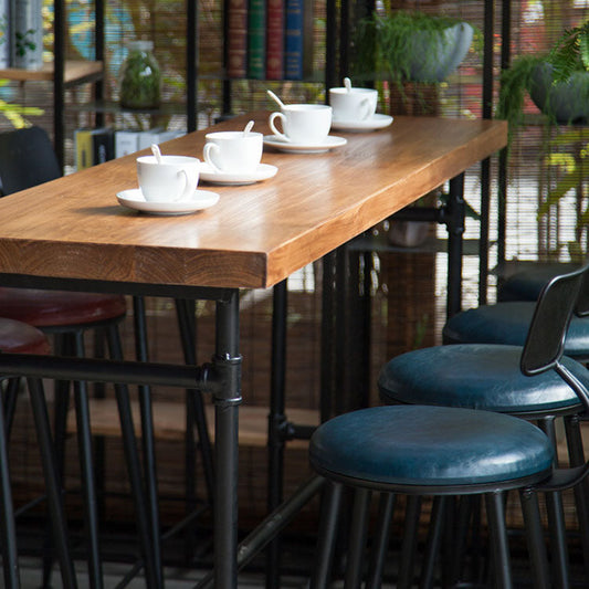 インダストリアルスタイルのバーダイニングテーブル屋内メタルとウッドバーテー​​ブル