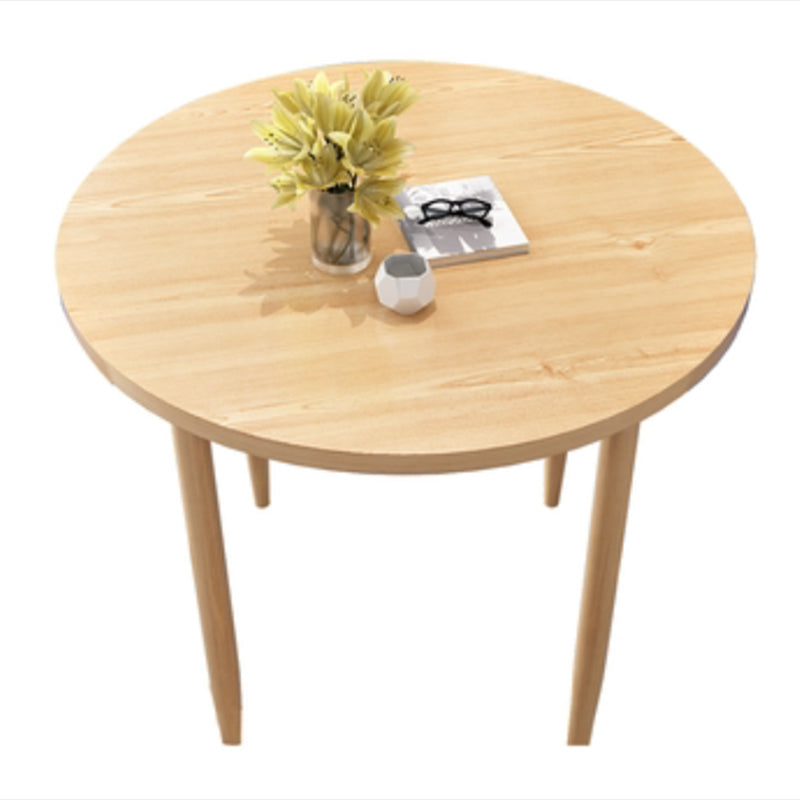 Natural Finish Round Dining Table Modern Dinette Table with 4 Legs Without Chairs Clearhalo 'Dining Tables & Seating' 'Dining Tables' 'dining_table' 'furn' 'furn_dining_table' 'Furniture' 'Kitchen & Dining Furniture' 7233393